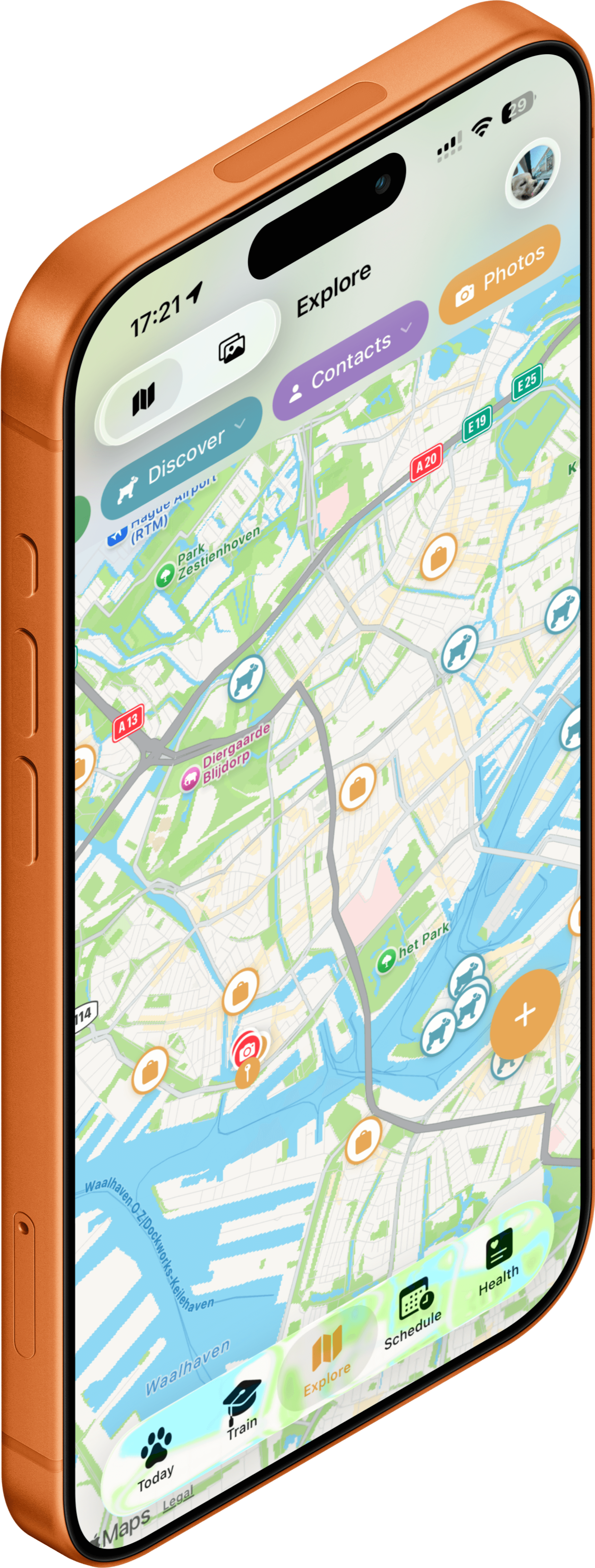 Map showing dog-friendly locations